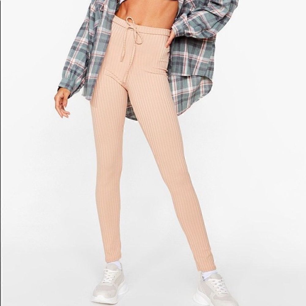 Nasty Gal Ribbed Stone Skinny Joggers